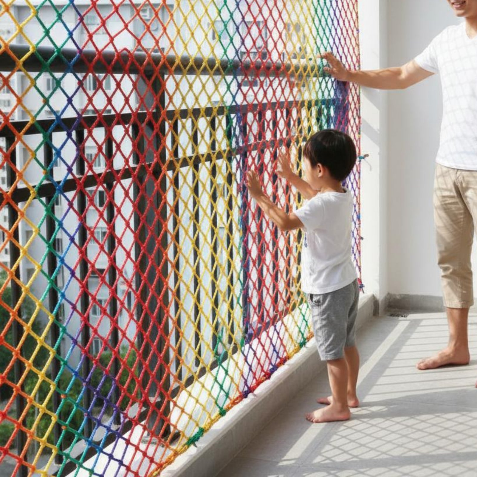 Rope Climb - Anti-valnet voor kinderen Meerkleurig balkonleuninggaas Kleurrijk